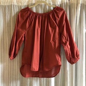 Everlane Ruched Air Blouse in Burnt Sienna